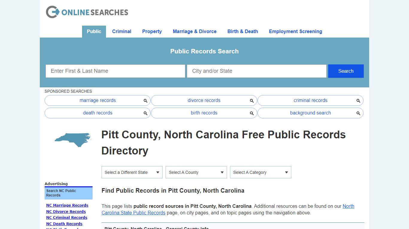 Pitt County, North Carolina Public Records Directory